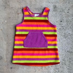 VINTAGE Fleece Striped Dress (Pink)